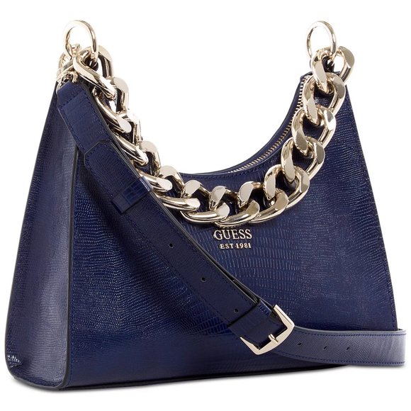 GUESS Tullia Handbag - NAVY SNAKE PRINT Dark Blue Animal Print Office Siren - Picture 5 of 12
